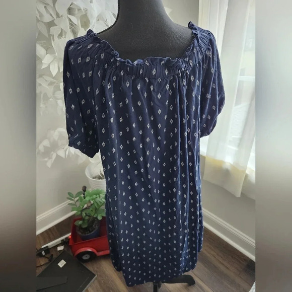 Time and Tru Smocked Neck Off the Shoulders Dress Womens Size Large - Picture 3 of 7